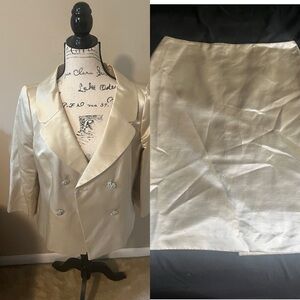 Ann Taylor Vintage Cream Blazer with Skirt Set